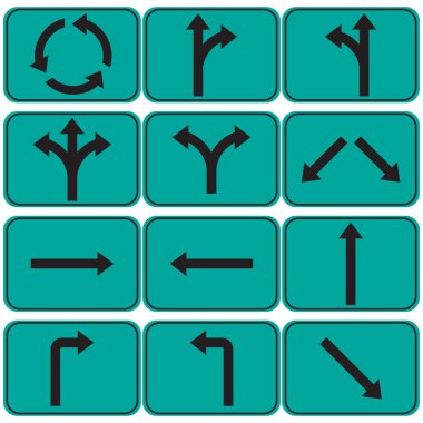 Oklu yol işaretleri seti.