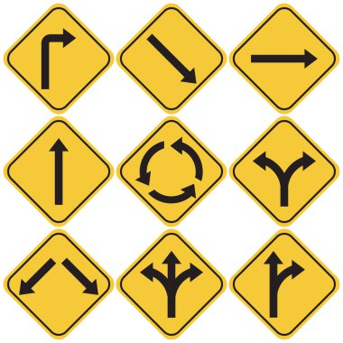 Oklu yol işaretleri seti.