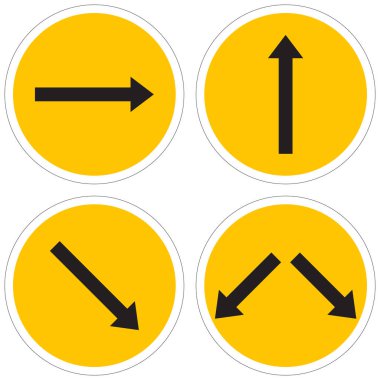 yol işaretleri ile okları.