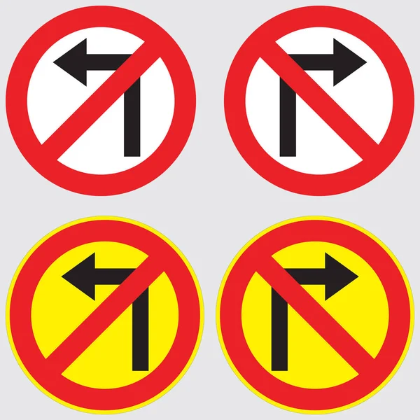 Señales Tráfico Con Flechas Giro Izquierda Prohibido Giro Derecha Prohibido — Vector de stock