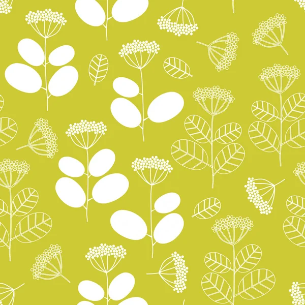 Patrón Sin Costuras Con Plantas Monocromo — Vector de stock