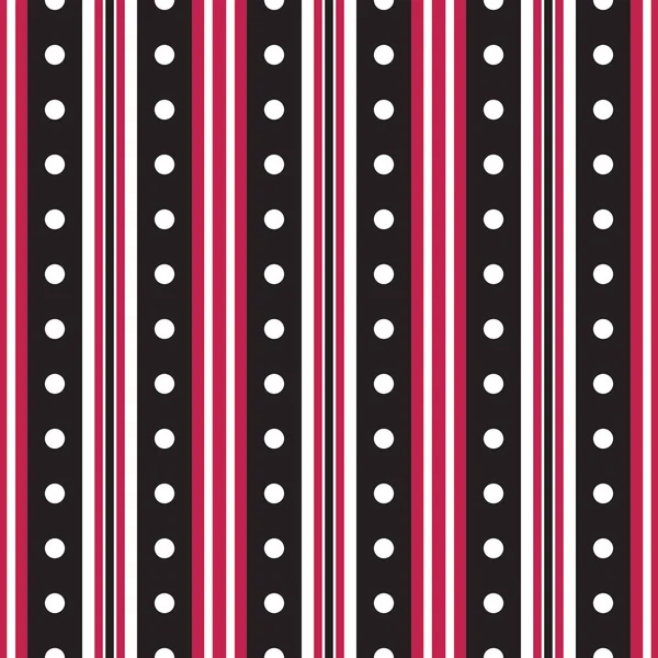 Lignes Rouges Blanches Noires Cercles Blancs Fond Sans Couture — Image vectorielle