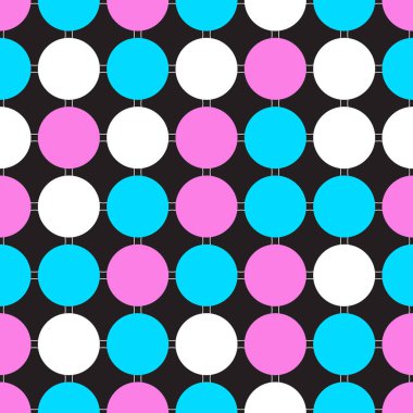 Pembe, mavi ve beyaz daireler. Parlak sorunsuz arka plan.