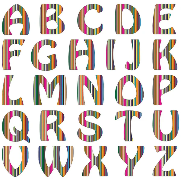 Lettres Rayées Alphabet Anglais — Image vectorielle