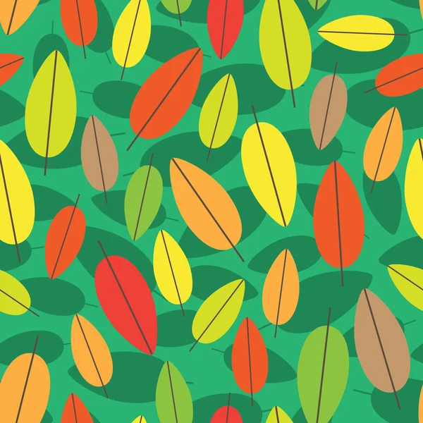 Hojas Coloridas Otoño Textura Brillante Sin Costuras — Vector de stock