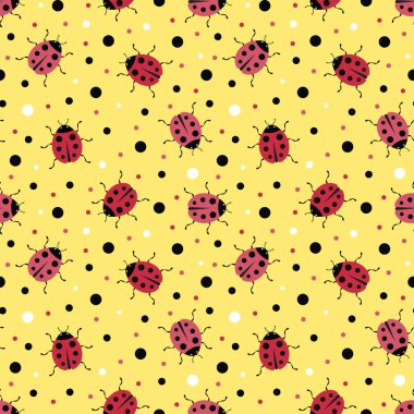 Uğur böceği ve noktalar ile Seamless modeli.