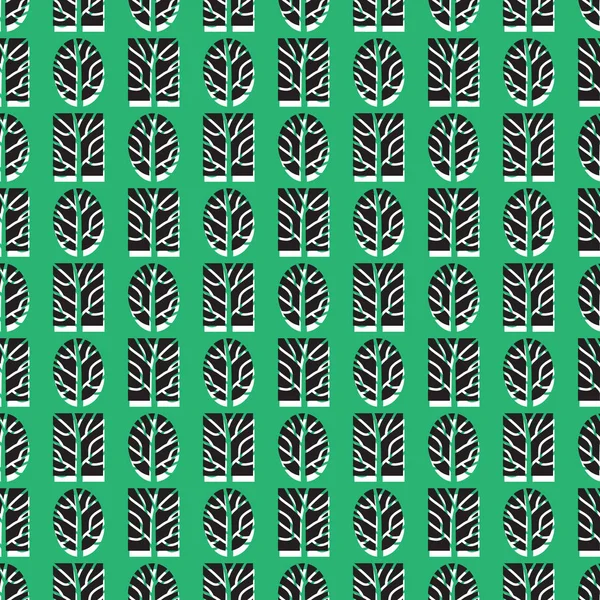 Stromy Zeleném Pozadí Vzor Bezešvé — Stockový vektor