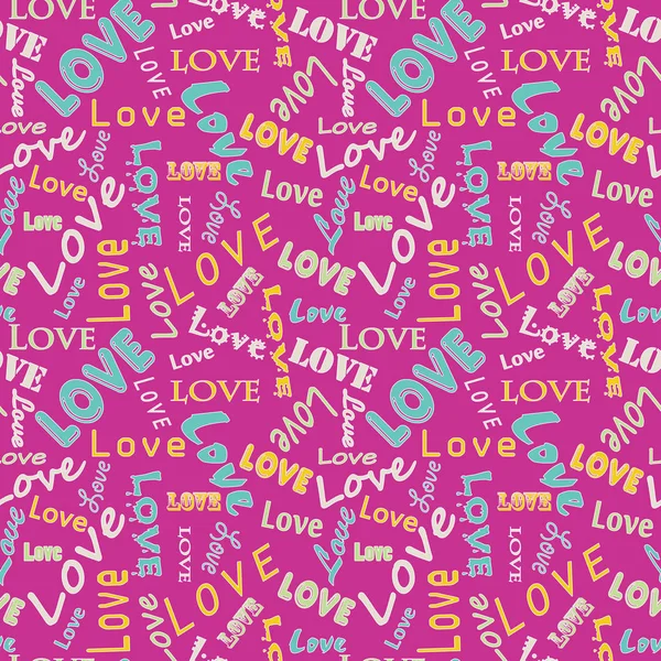 Seamless Texture Word Love Valentine Day Background — Stock Vector