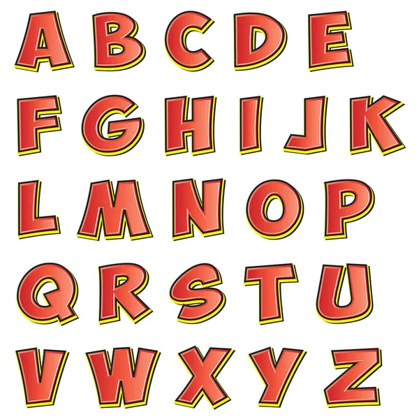 Toutes Les Lettres Alphabet Anglais Sont Rouges Les Lettres Alphabet — Image vectorielle