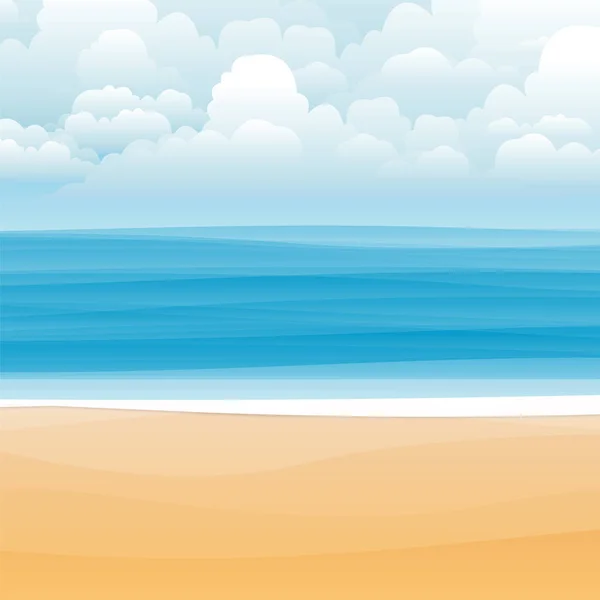 Tropické Moře Ilustrace Letní Pláž Oblačných Dnech — Stockový vektor