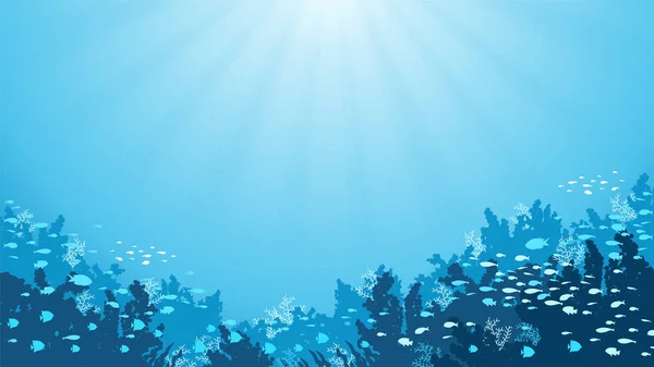 Podwodne Tło Rybami Roślinami Morskimi Rafami Koralowymi — Wektor stockowy