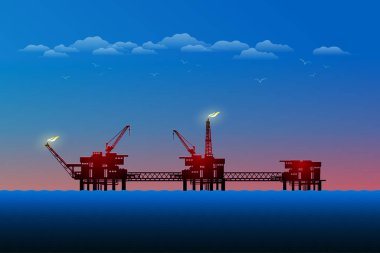 Endüstriyel tasarım için denizde petrol kuyusu.