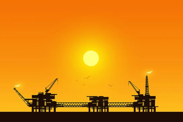Нефтяная Вышка Море Промышленного Образца — стоковый вектор