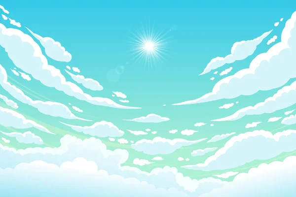 Cielo Nublado Día Despejado Con Sol Brillando Vector — Vector de stock