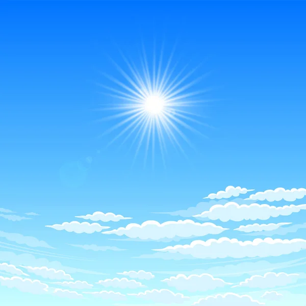 Sky Cloudy Day Sun Shining Vector Sky Background — Stock Vector