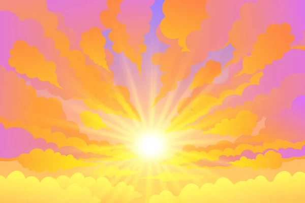 Cielo Giornate Nuvolose Sole Che Splende Sera Cielo Crepuscolo Sfondo — Vettoriale Stock