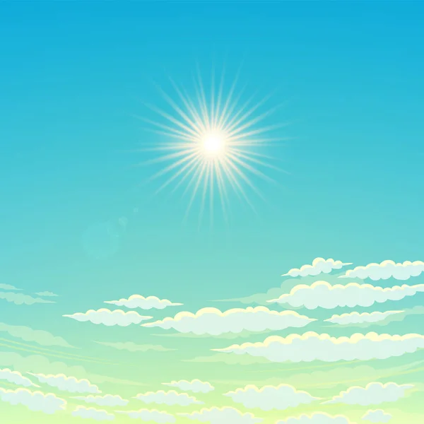 Cielo Giorno Nuvoloso Sole Splendente Sfondo Cielo Vettoriale — Vettoriale Stock