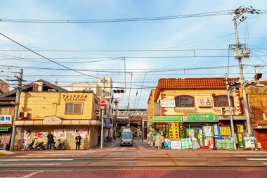 Osaka, Japonya - 21 Kasım 2018 - Sumiyoshi, Sumiyoshi-ku, Sabah Yaşamı Sumiyoshi, Osaka, Japonya