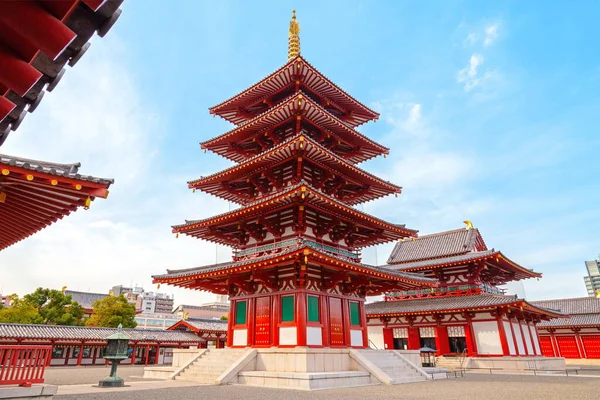 Emeletes Pagoda Shitennoji Templomnál Legrégebbi Templom Oszakában Japánban — Stock Fotó
