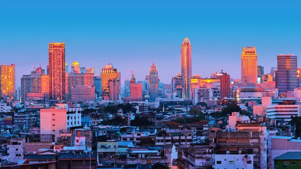 Fantástico Pôr Sol Cityscape Bangkok Edifícios Escritórios Modernos — Fotografia de Stock