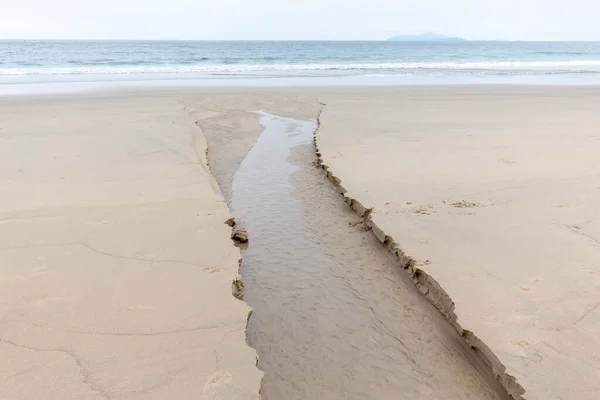 Вода Тече Пісок Прибережна Ерозія Води — стокове фото