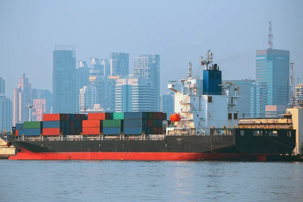 Containerschiffe Export Und Importgeschäft Und Der Logistik — Stockfoto