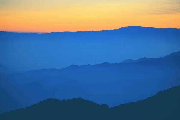 Mountain View Morning Background Orange Sky — Stock Photo, Image