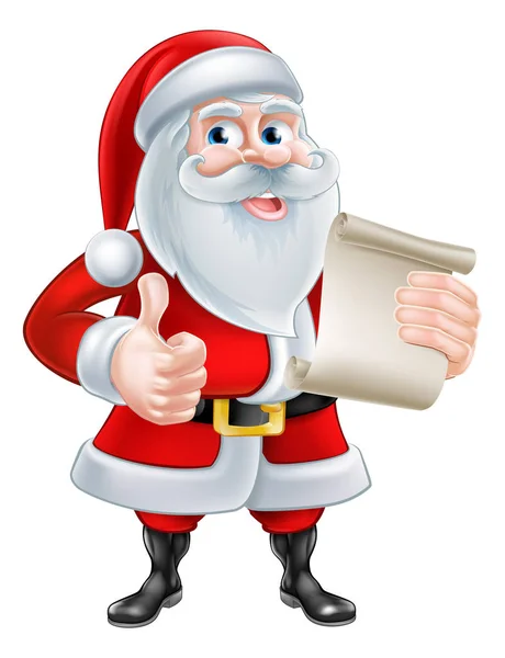 Cartoon Santa and Scroll — Stock Vector