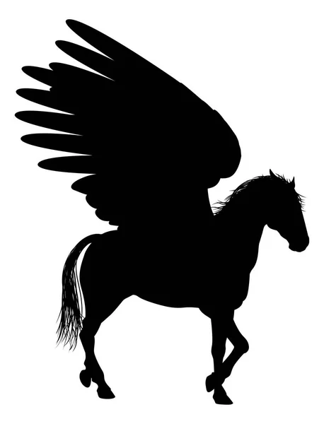 Cavalo de silhueta de Pegasus — Vetor de Stock