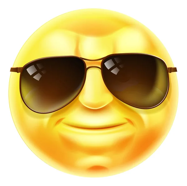 Gafas de sol Emoticono Emoji fresco — Vector de stock