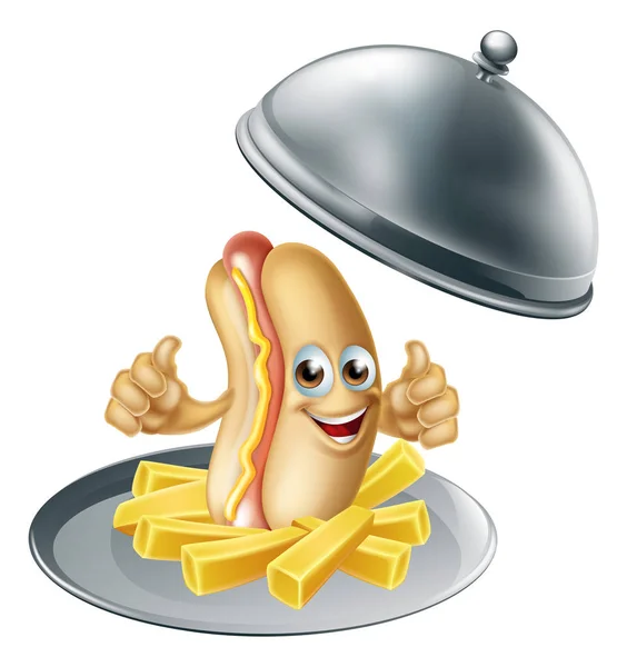 Hotdog e patatine fritte Cartone animato — Vettoriale Stock