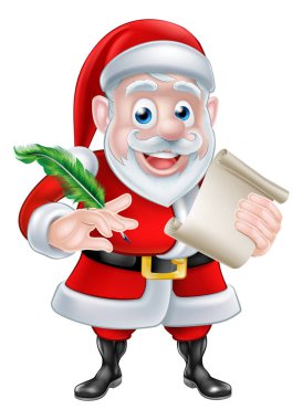 Çizgi film Noel Baba Quill ve kaydırma