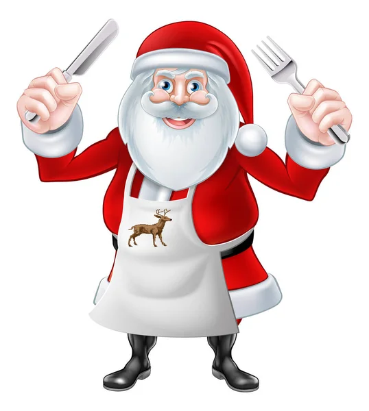 圣诞老人手持刀叉 — 图库矢量图片