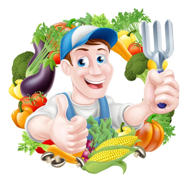 Cartoon Vegetable Gardener — Stock Vector