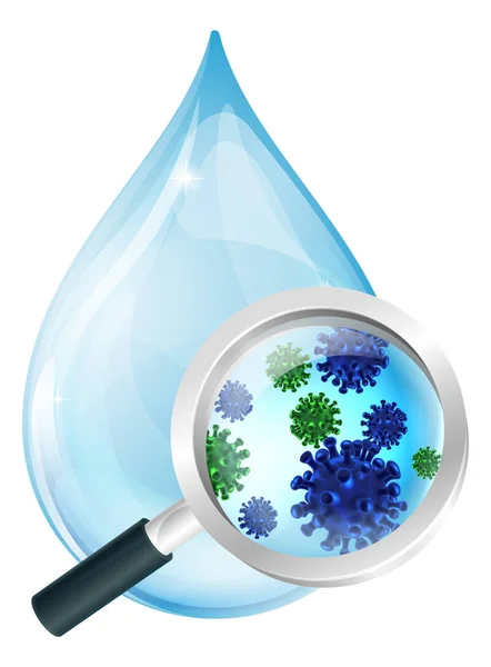 Baktériumok víz csepp koncepció — Stock Vector