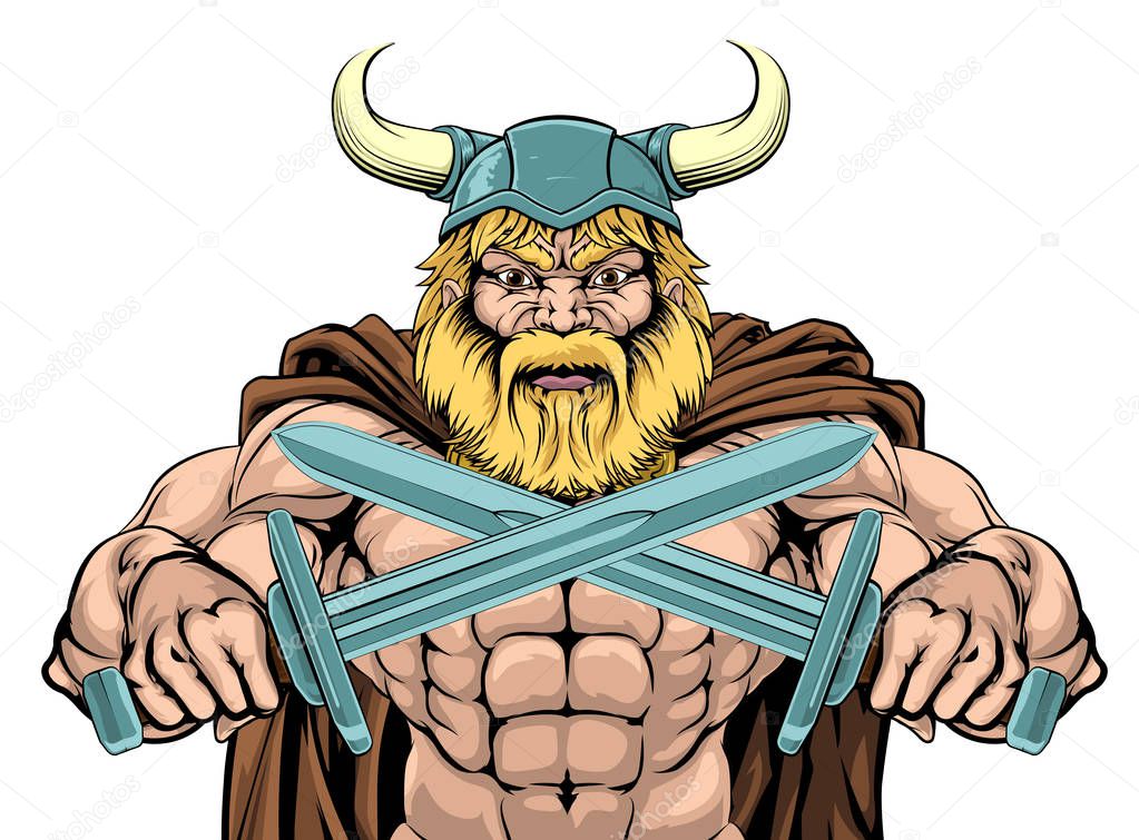 Viking Warrior Holding Swords