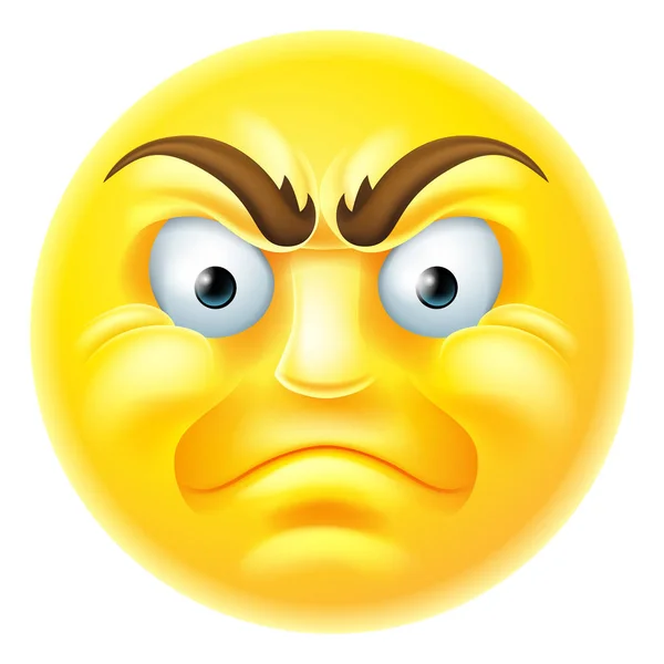 Wütende Emoji-Emoticon-Karikatur — Stockvektor