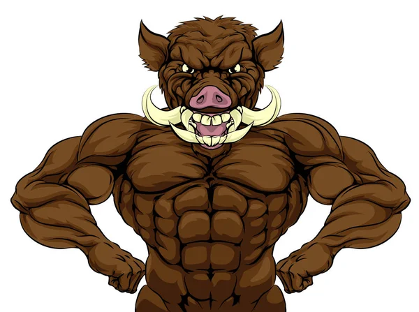 Boar Warthog Mascote — Vetor de Stock