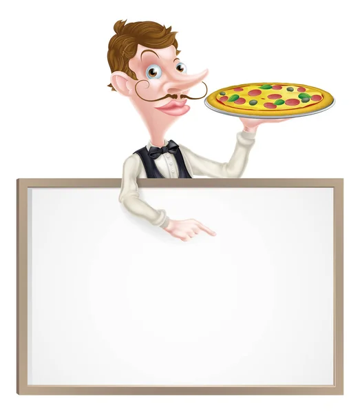 Pizza Waiter Sign — Stock Vector