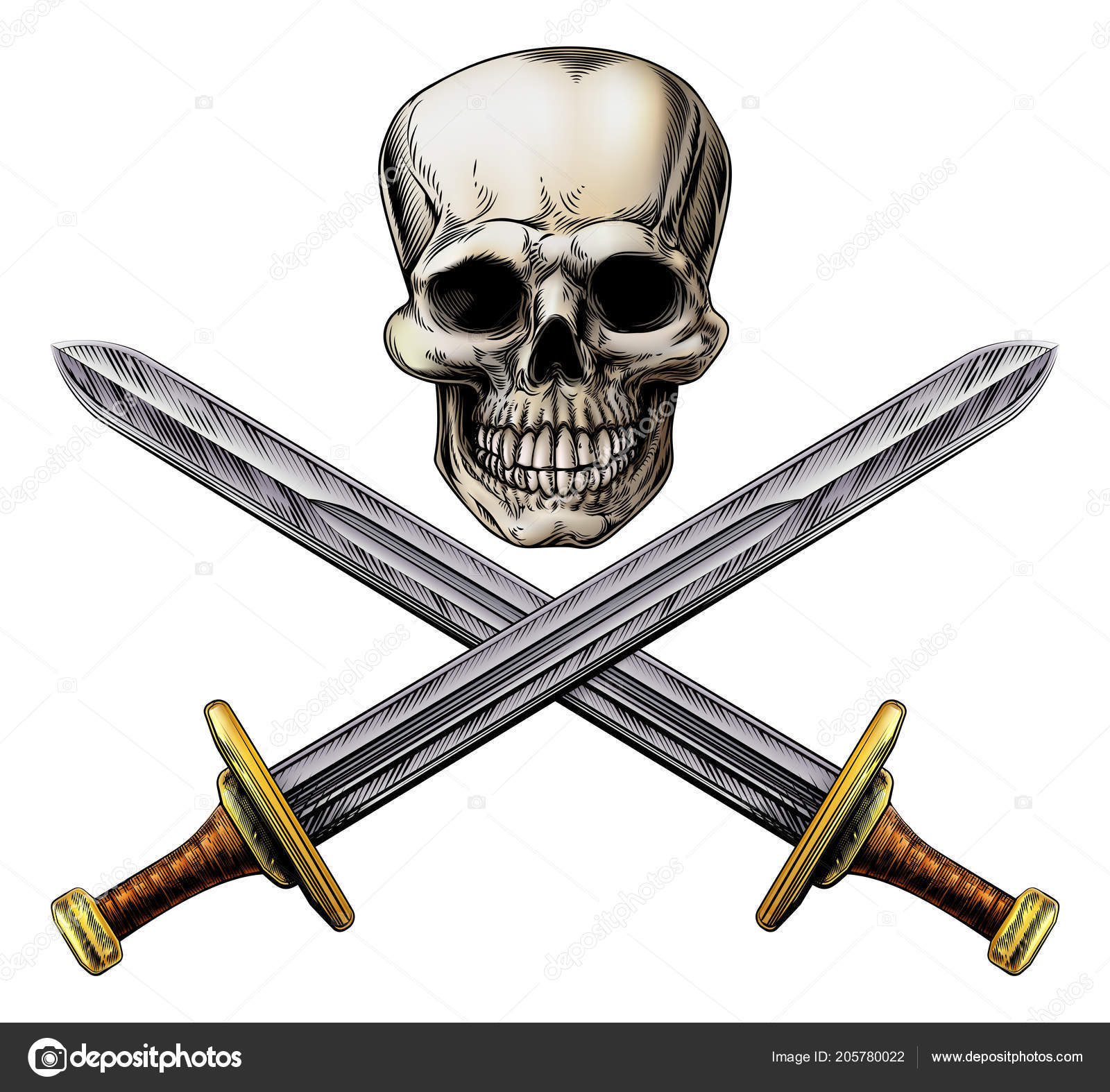 Un Par De Espadas Cruzadas Detrás De Un Cráneo Formando Una Clásica