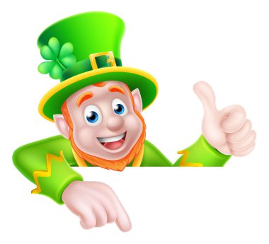 St Patricks Day Leprechaun Pointing clipart