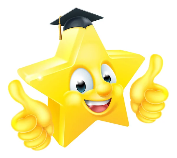 Emoji Emoticon Mascota de graduación de estrella — Archivo Imágenes Vectoriales