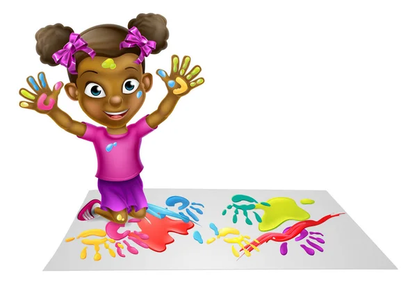 Flicka som leker med färg — Stock vektor