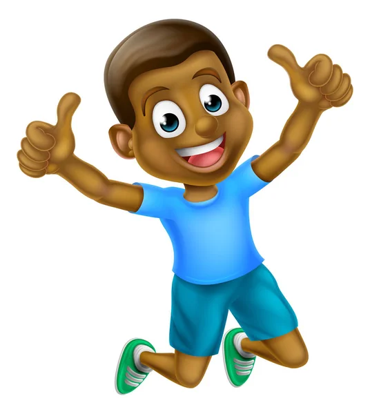 Cartoon Thumbs Up Boy Jumping — Stock Vector