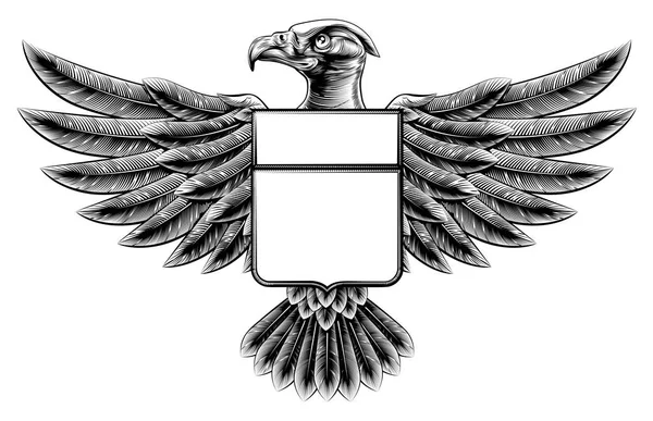 Woodcut орел щит — стоковий вектор