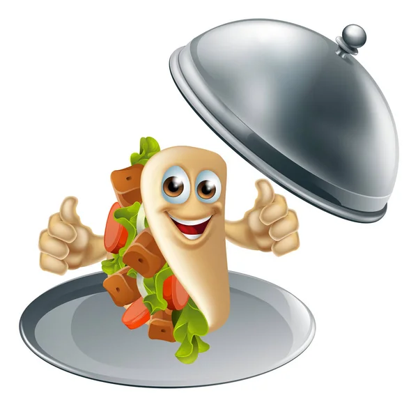 Kebab Character on Serving Dish — Stock Vector