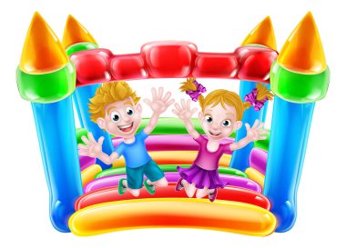 Bouncy kale üzerinde atlama çocuklar