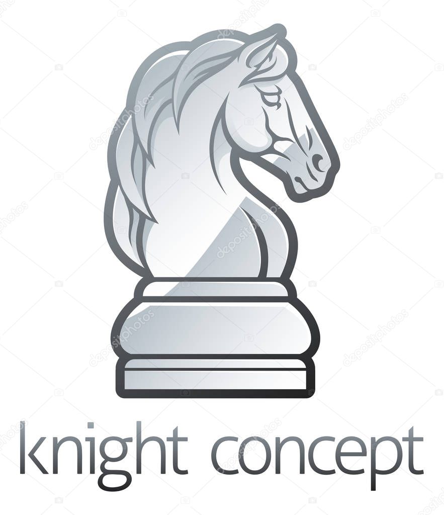 An illustration of a knight horse chess piece icon