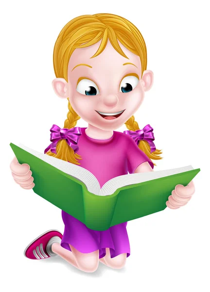 Küçük kız okuma — Stok Vektör