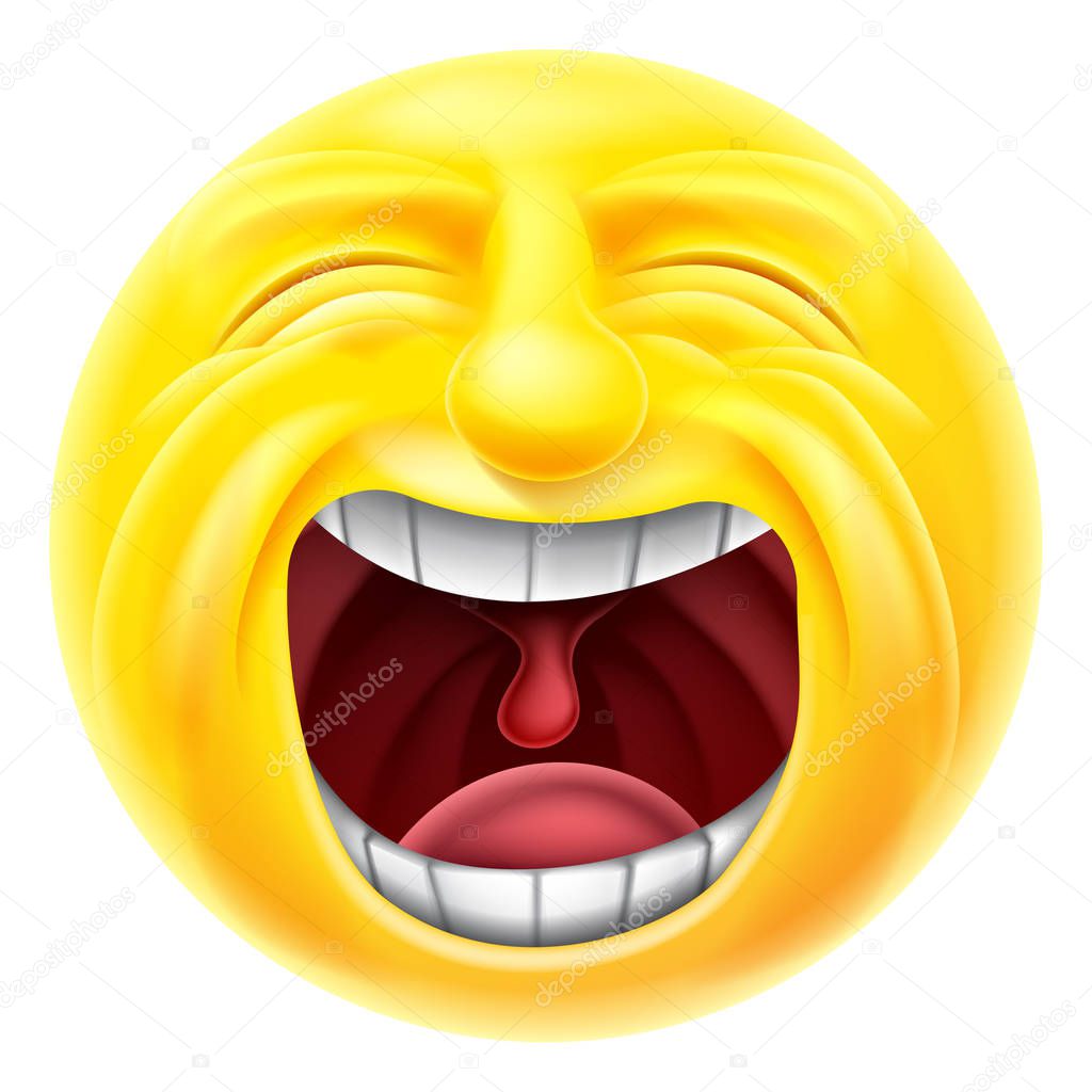 A screaming cartoon emoji emoticon smiley face character